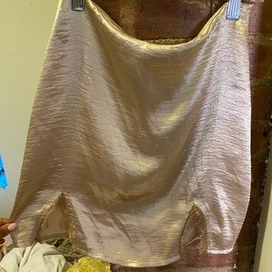 Champagne satin skirt with slit